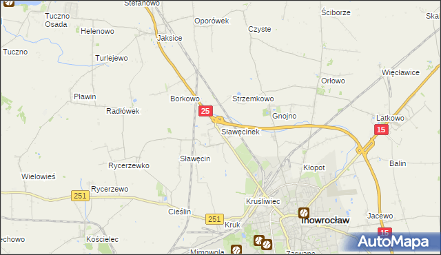 mapa Sławęcinek gmina Inowrocław, Sławęcinek gmina Inowrocław na mapie Targeo