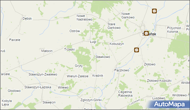 mapa Sławkowo gmina Szreńsk, Sławkowo gmina Szreńsk na mapie Targeo