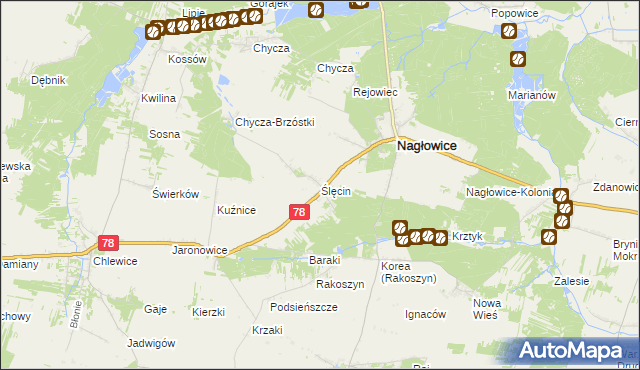 mapa Ślęcin, Ślęcin na mapie Targeo