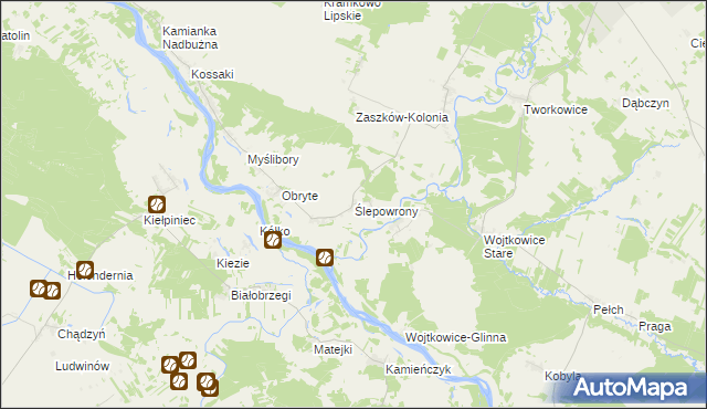 mapa Ślepowrony gmina Nur, Ślepowrony gmina Nur na mapie Targeo