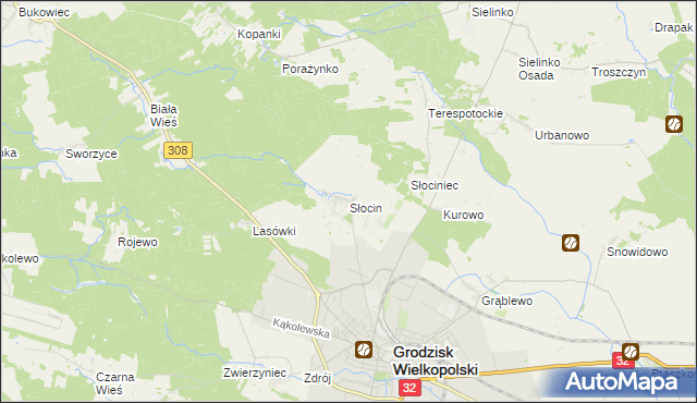 mapa Słocin, Słocin na mapie Targeo