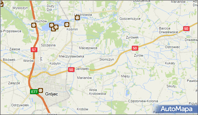 mapa Słomczyn gmina Grójec, Słomczyn gmina Grójec na mapie Targeo