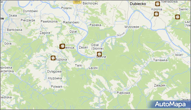 mapa Słonne, Słonne na mapie Targeo