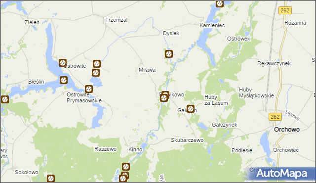 mapa Słowikowo gmina Orchowo, Słowikowo gmina Orchowo na mapie Targeo