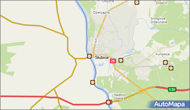 mapa Słubice, Słubice na mapie Targeo