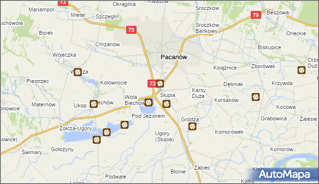 mapa Słupia gmina Pacanów, Słupia gmina Pacanów na mapie Targeo