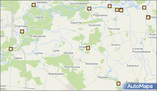 mapa Śmiełów, Śmiełów na mapie Targeo