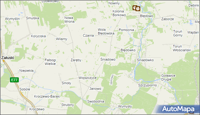 mapa Śniadowo gmina Zakroczym, Śniadowo gmina Zakroczym na mapie Targeo