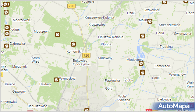 mapa Sobawiny, Sobawiny na mapie Targeo