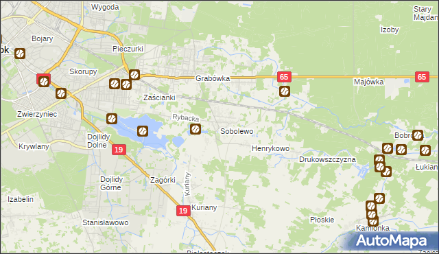 mapa Sobolewo gmina Supraśl, Sobolewo gmina Supraśl na mapie Targeo