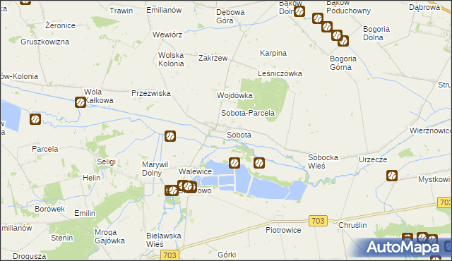 mapa Sobota gmina Bielawy, Sobota gmina Bielawy na mapie Targeo