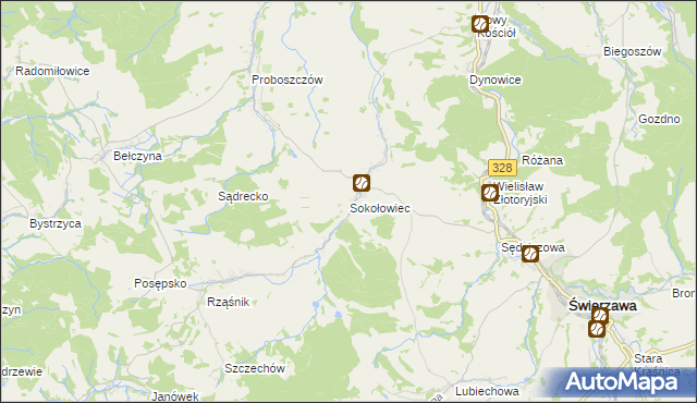 mapa Sokołowiec, Sokołowiec na mapie Targeo