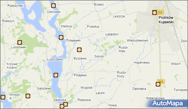 mapa Sokoły gmina Piotrków Kujawski, Sokoły gmina Piotrków Kujawski na mapie Targeo