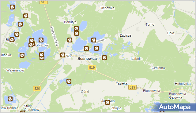 mapa Sosnowica-Dwór, Sosnowica-Dwór na mapie Targeo