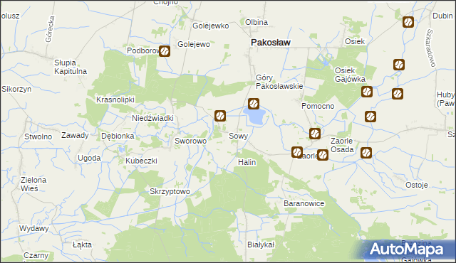 mapa Sowy gmina Pakosław, Sowy gmina Pakosław na mapie Targeo