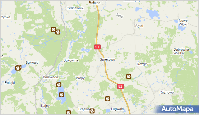 mapa Spręcowo, Spręcowo na mapie Targeo