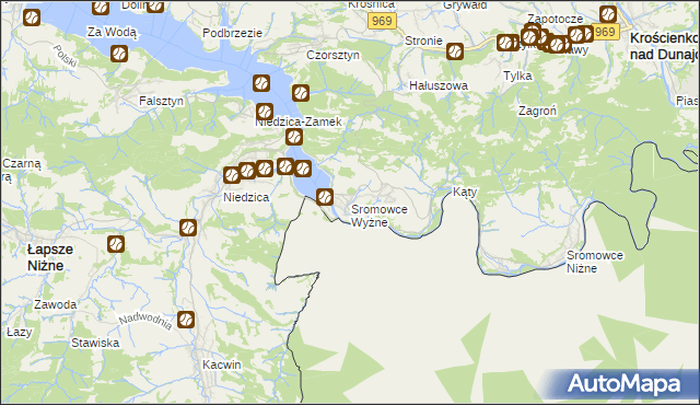 mapa Sromowce Wyżne, Sromowce Wyżne na mapie Targeo