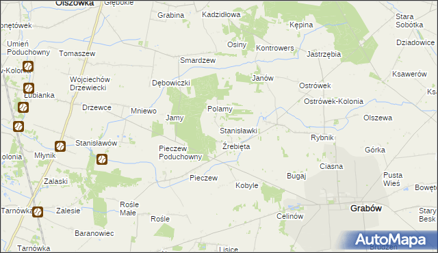 mapa Stanisławki gmina Grabów, Stanisławki gmina Grabów na mapie Targeo