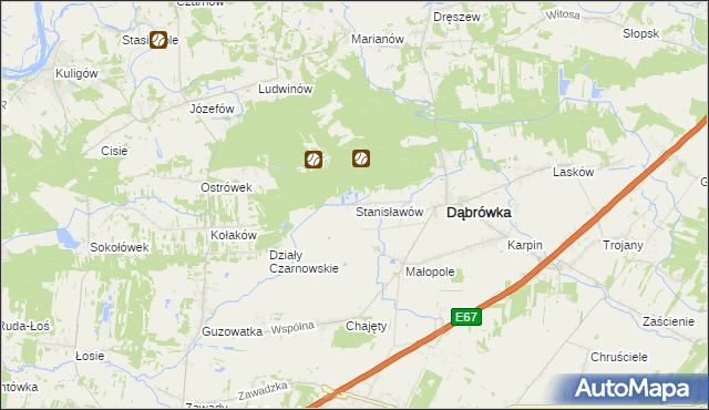 mapa Stanisławów gmina Dąbrówka, Stanisławów gmina Dąbrówka na mapie Targeo