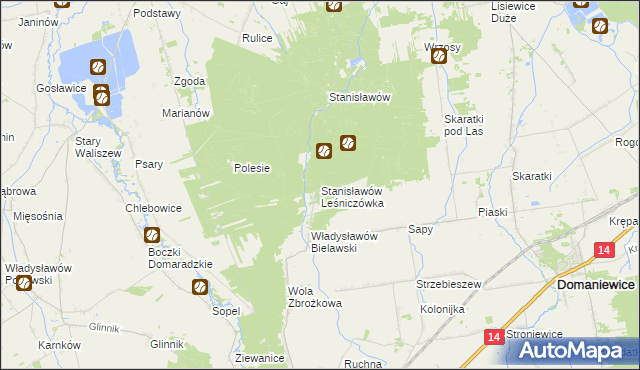 mapa Stanisławów Leśniczówka, Stanisławów Leśniczówka na mapie Targeo