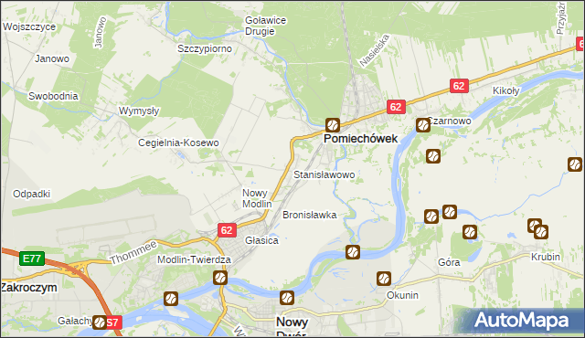 mapa Stanisławowo gmina Pomiechówek, Stanisławowo gmina Pomiechówek na mapie Targeo