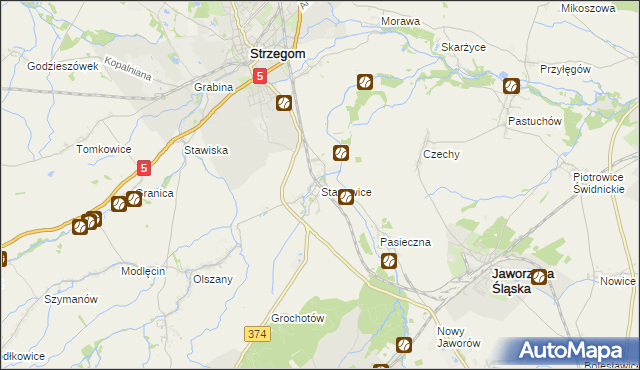 mapa Stanowice gmina Strzegom, Stanowice gmina Strzegom na mapie Targeo