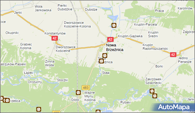 mapa Stara Brzeźnica, Stara Brzeźnica na mapie Targeo