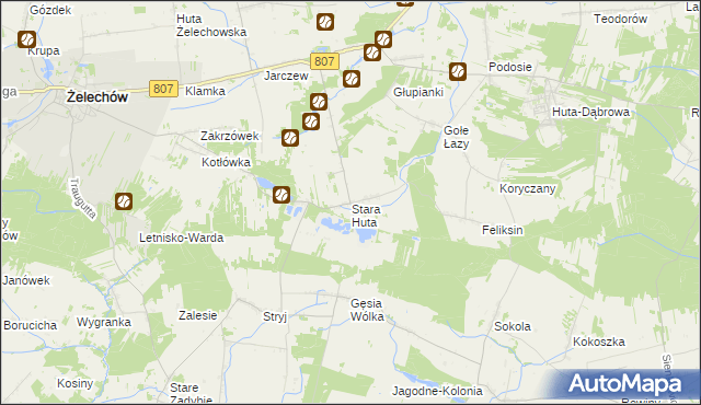 mapa Stara Huta gmina Wola Mysłowska, Stara Huta gmina Wola Mysłowska na mapie Targeo