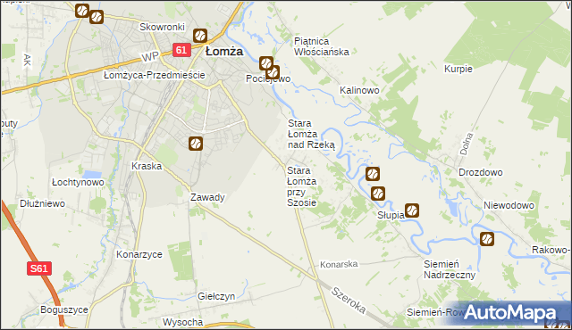 mapa Stara Łomża przy Szosie, Stara Łomża przy Szosie na mapie Targeo