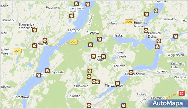 mapa Stare Czaple gmina Stężyca, Stare Czaple gmina Stężyca na mapie Targeo