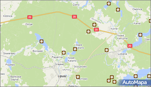 mapa Stare Karpno, Stare Karpno na mapie Targeo