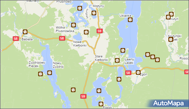 mapa Stare Kiełbonki, Stare Kiełbonki na mapie Targeo