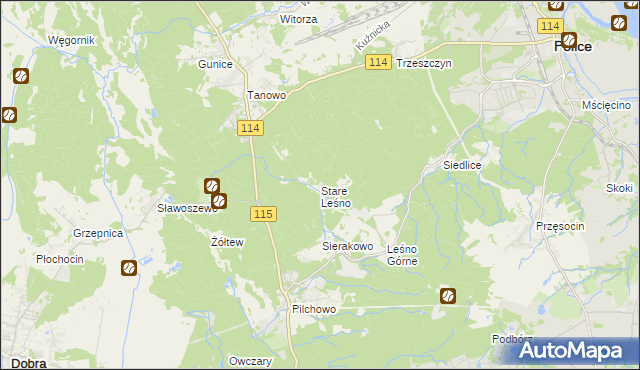 mapa Stare Leśno, Stare Leśno na mapie Targeo