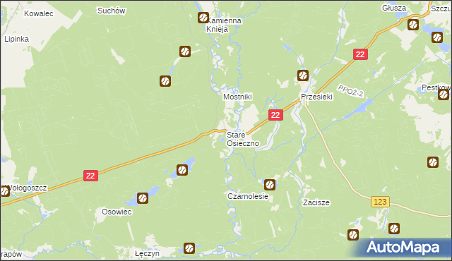 mapa Stare Osieczno, Stare Osieczno na mapie Targeo