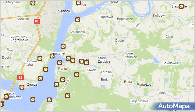 mapa Stare Załubice, Stare Załubice na mapie Targeo