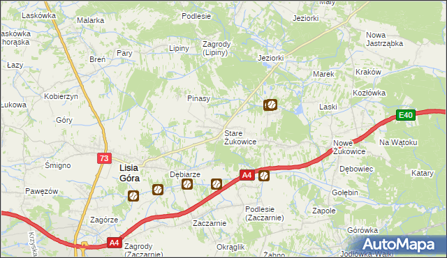 mapa Stare Żukowice, Stare Żukowice na mapie Targeo