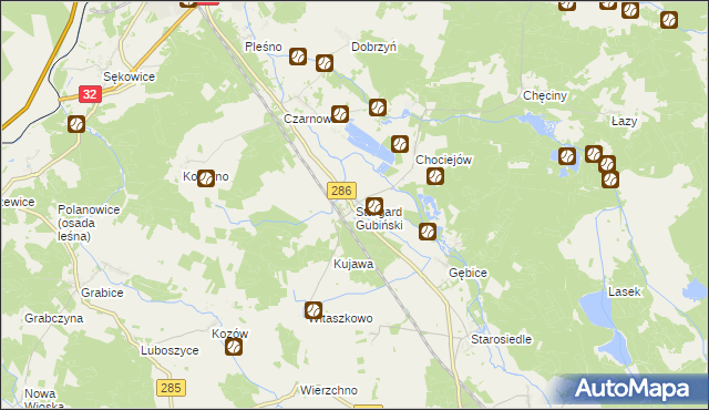 mapa Stargard Gubiński, Stargard Gubiński na mapie Targeo