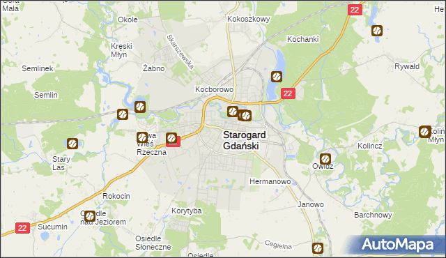 mapa Starogard Gdański, Starogard Gdański na mapie Targeo