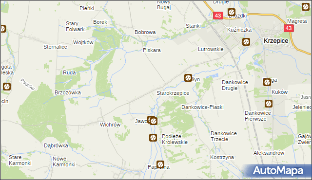 mapa Starokrzepice, Starokrzepice na mapie Targeo