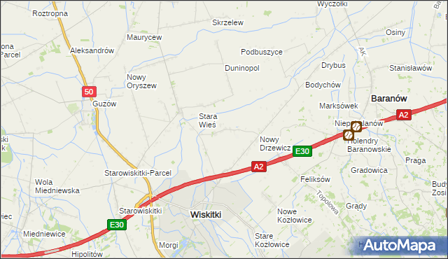 mapa Stary Drzewicz, Stary Drzewicz na mapie Targeo