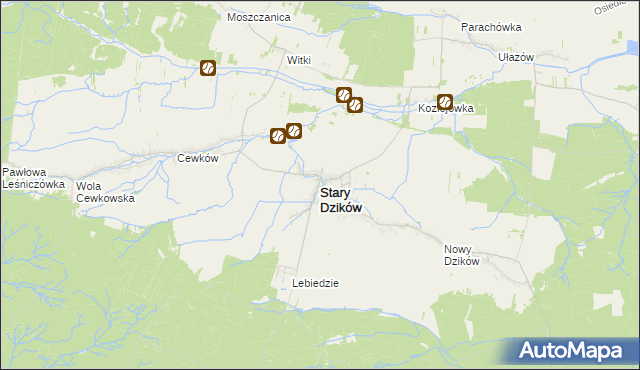 mapa Stary Dzików, Stary Dzików na mapie Targeo