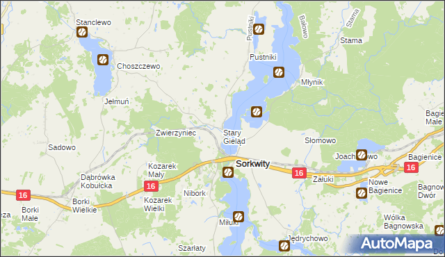 mapa Stary Gieląd, Stary Gieląd na mapie Targeo