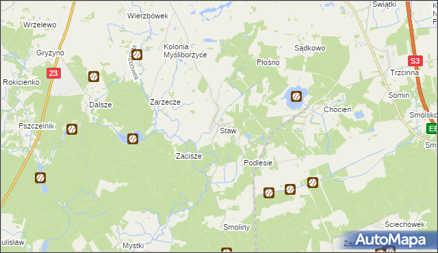 mapa Staw gmina Lubiszyn, Staw gmina Lubiszyn na mapie Targeo