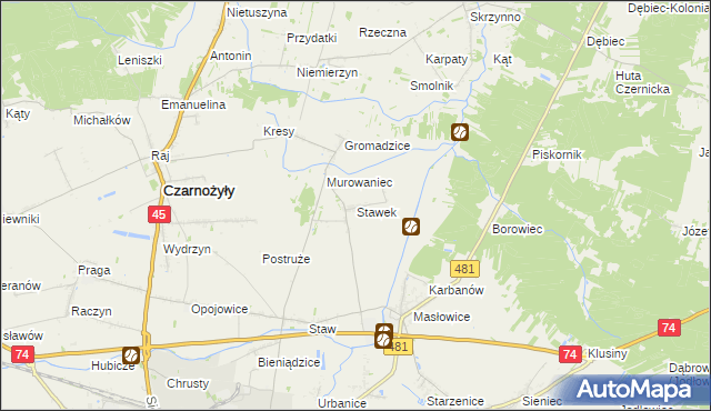 mapa Stawek gmina Czarnożyły, Stawek gmina Czarnożyły na mapie Targeo