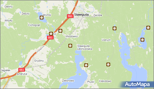 mapa Stawiguda Leśniczówka, Stawiguda Leśniczówka na mapie Targeo