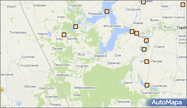 mapa Stawiska gmina Piotrków Kujawski, Stawiska gmina Piotrków Kujawski na mapie Targeo