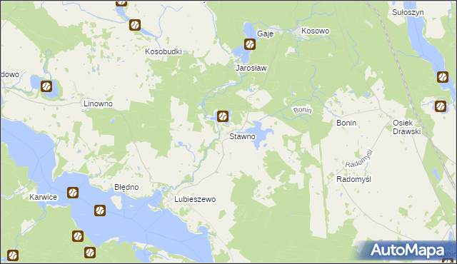 mapa Stawno gmina Złocieniec, Stawno gmina Złocieniec na mapie Targeo