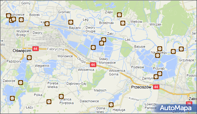 mapa Stawy Monowskie, Stawy Monowskie na mapie Targeo