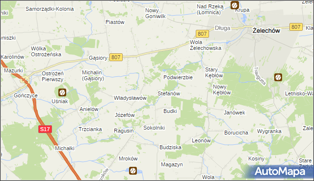 mapa Stefanów gmina Żelechów, Stefanów gmina Żelechów na mapie Targeo