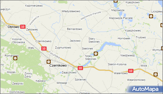 mapa Steklinek, Steklinek na mapie Targeo